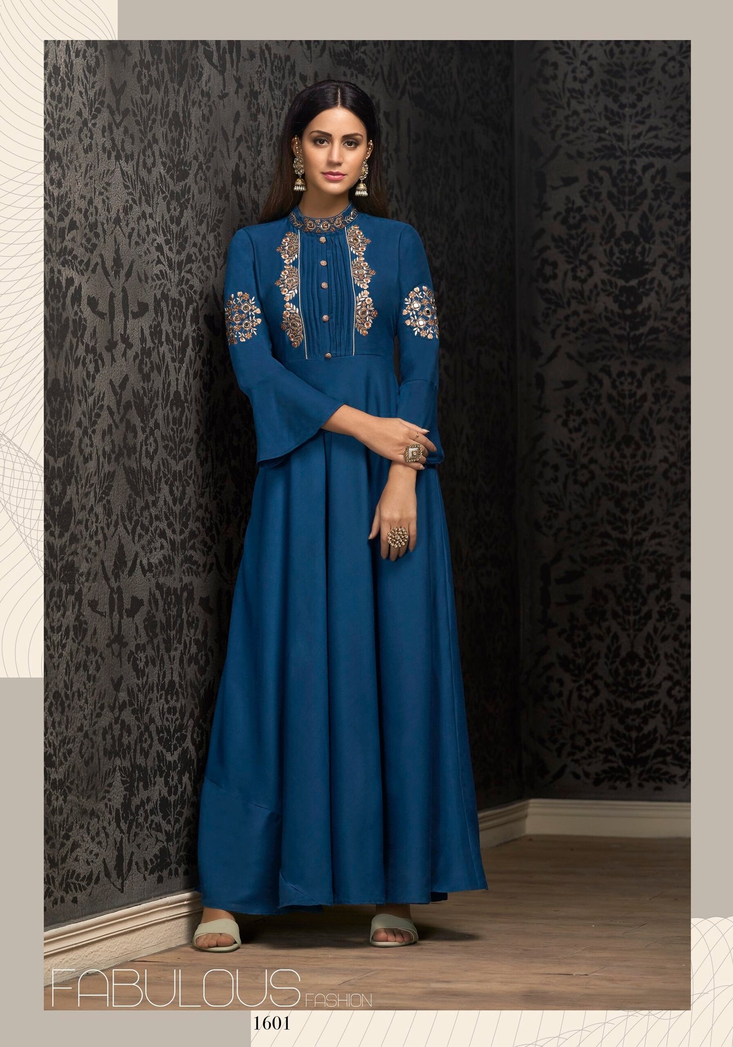 zeekha designer premium quality gown for womens (blue)