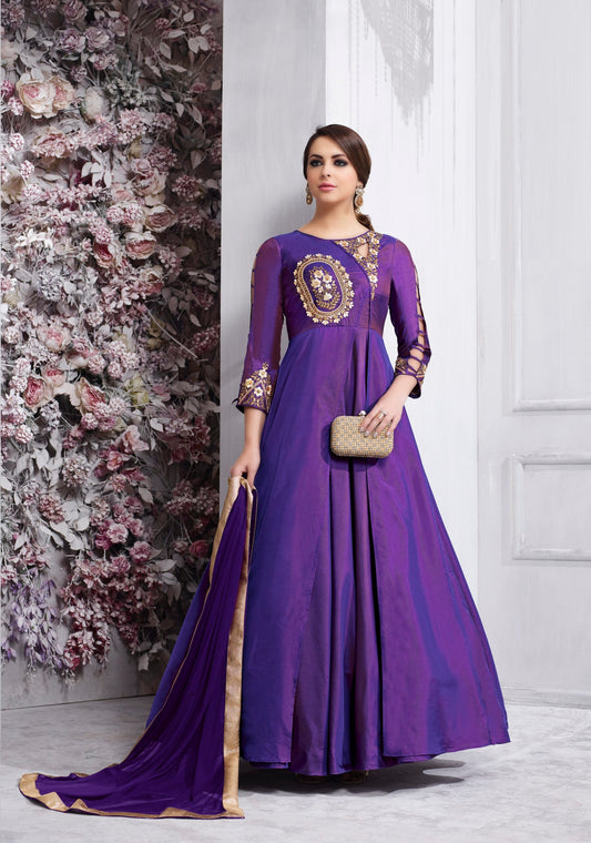 zeekha designer premium quality gown for womens (purple)