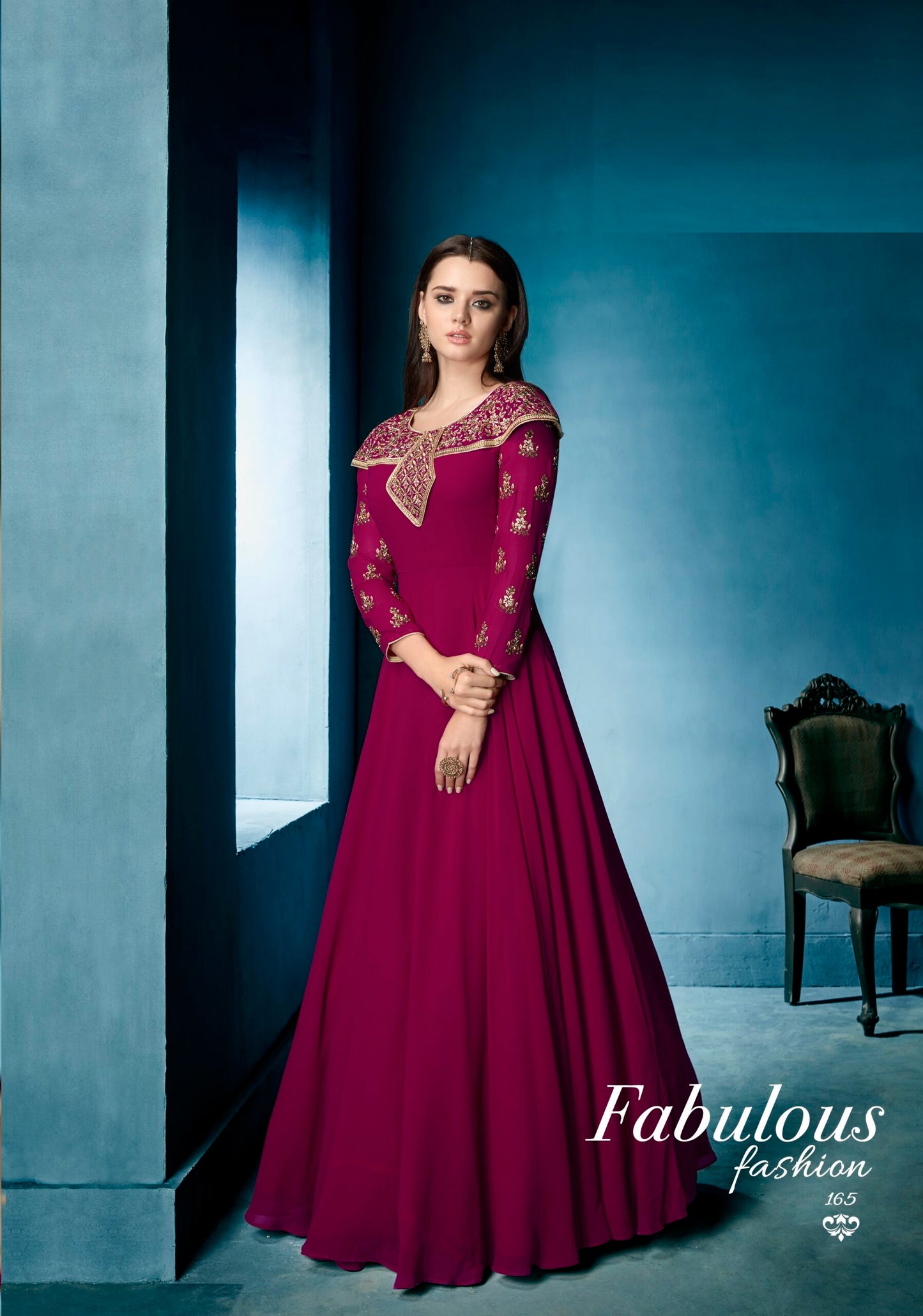 zeekha designer premium quality gown for beautiful Girls And women (wine)