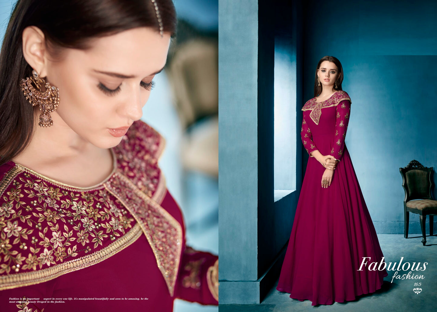 zeekha designer premium quality gown for beautiful Girls And women (wine)