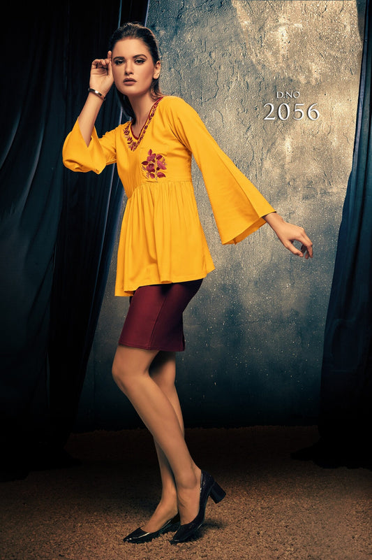 zeekha casual ready to wear regular wome tunic top (mustard)