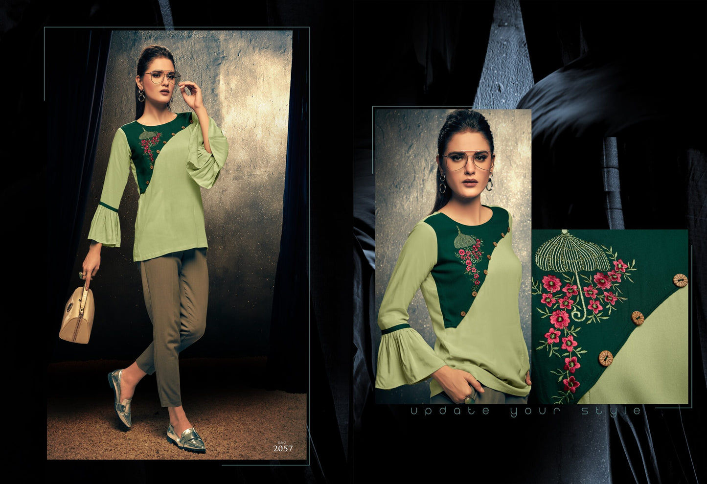 zeekha casual ready to wear regular wome tunic top (mahendi)