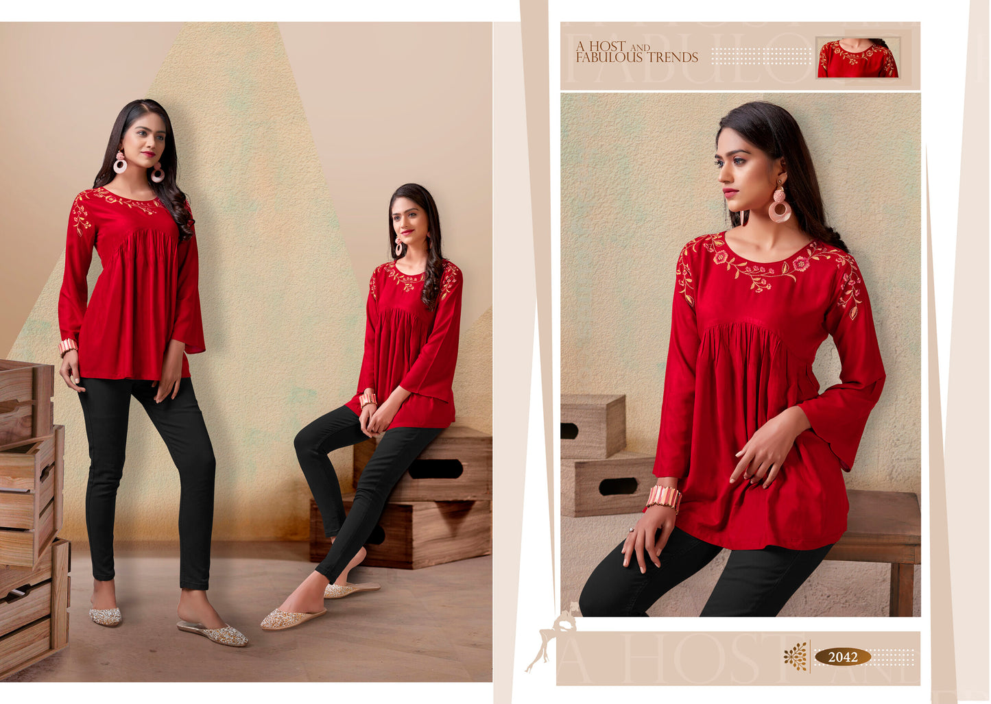 zeekha casual ready to wear regular wome tunic top (red)