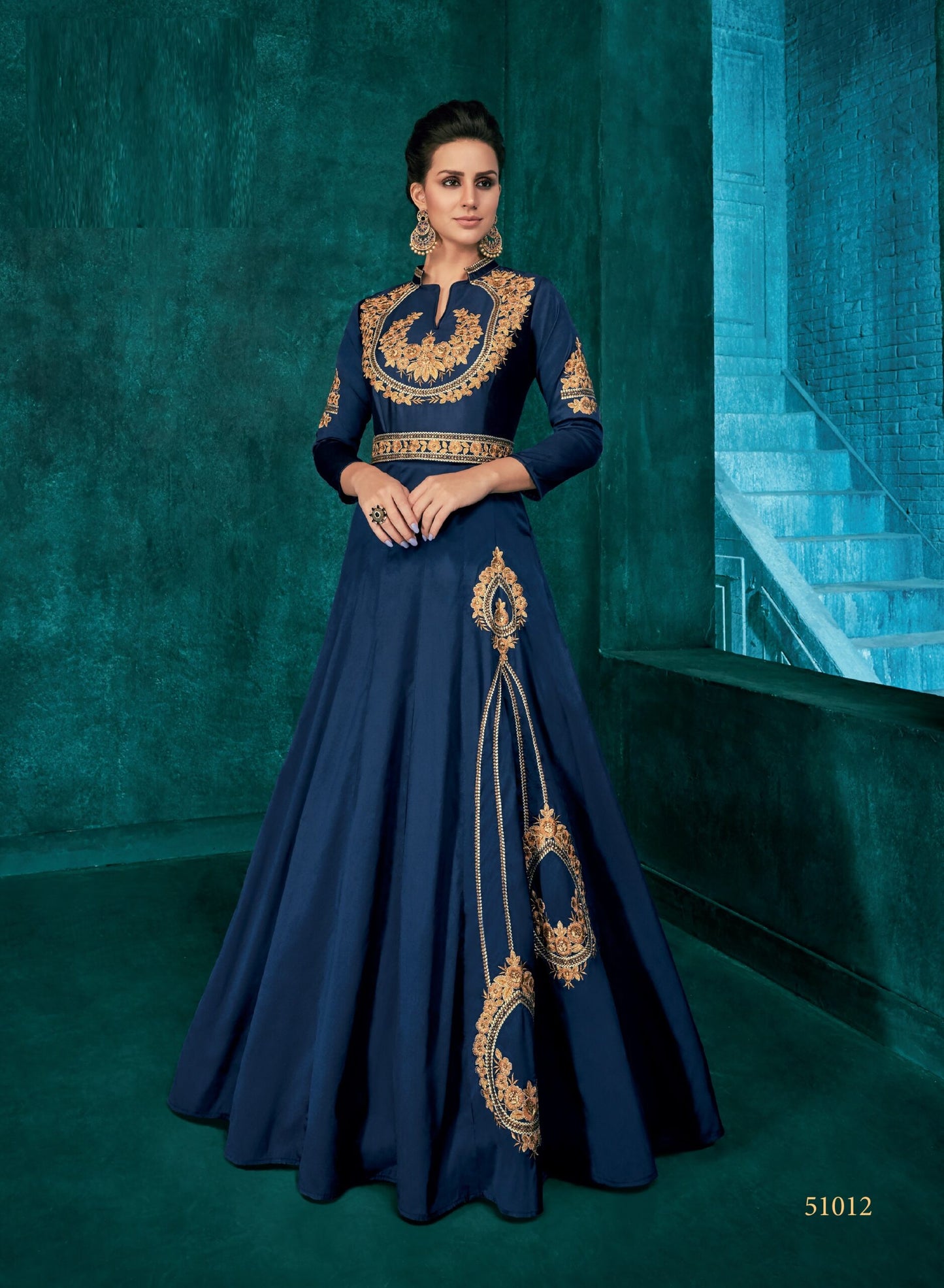 zeekha designer premium quality gown for womens (blue)