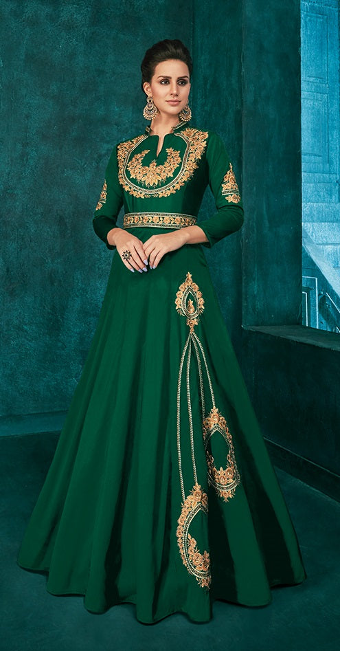 zeekha designer premium quality gown for womens (green)