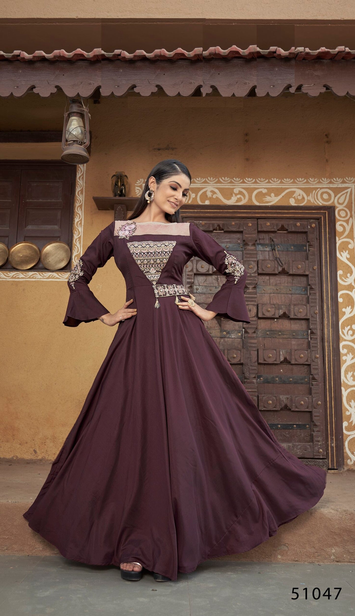 zeekha designer premium quality gown for beautiful girls and women (maroon)