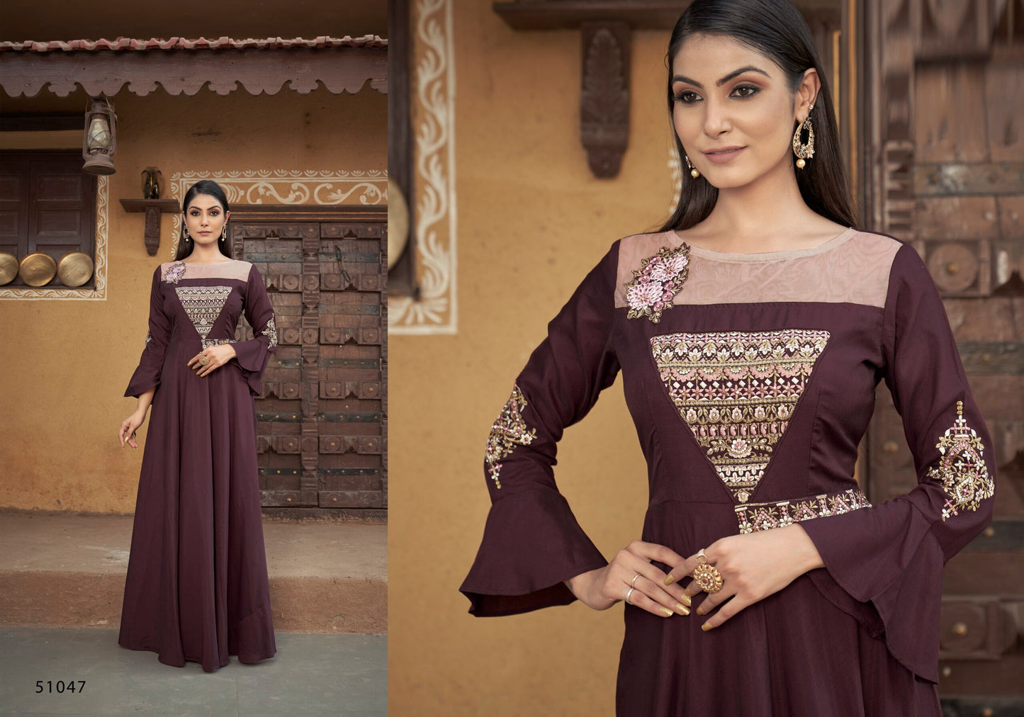 zeekha designer premium quality gown for beautiful girls and women (maroon)