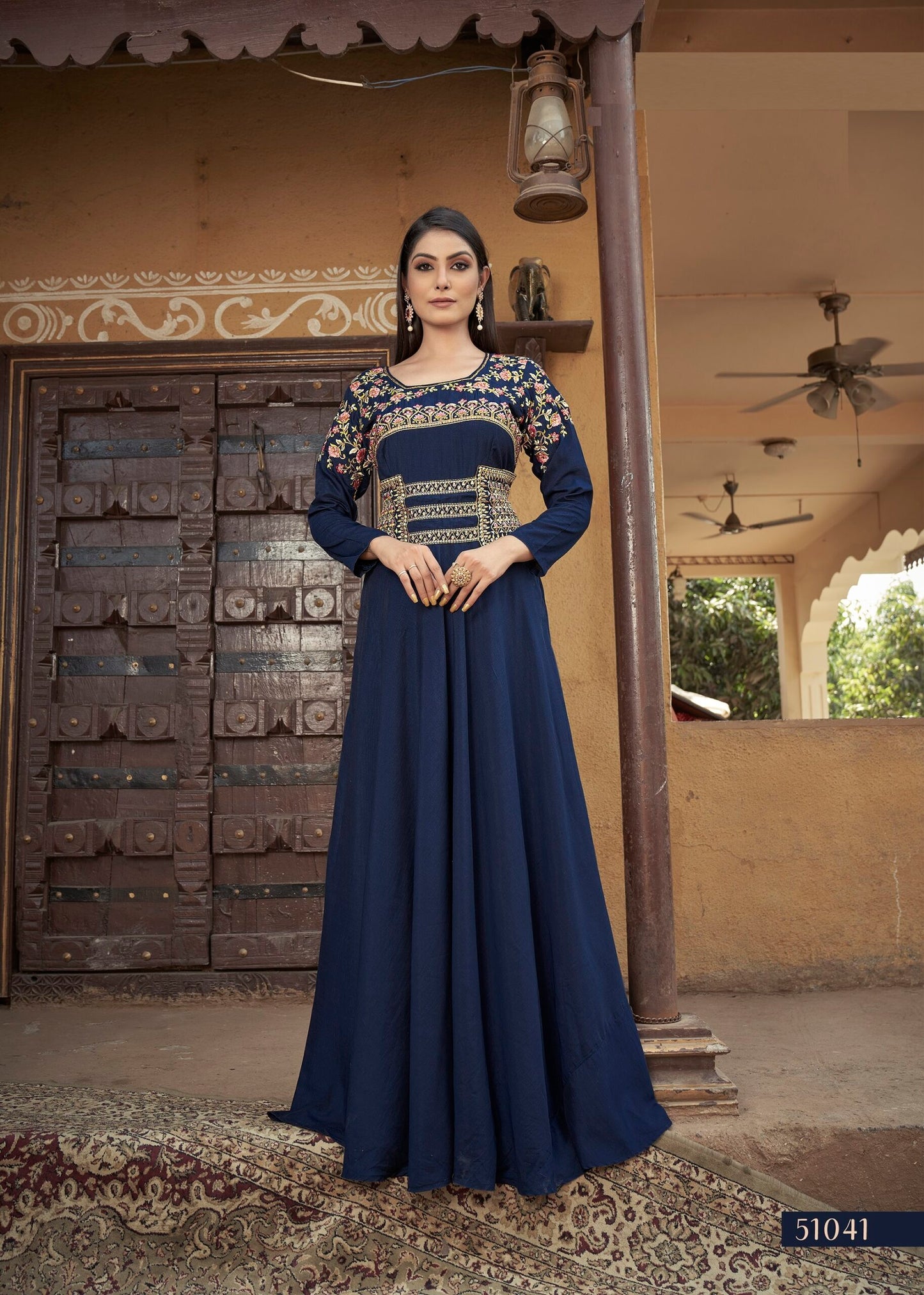 zeekha designer premium quality gown for beautiful Girls And women (blue)