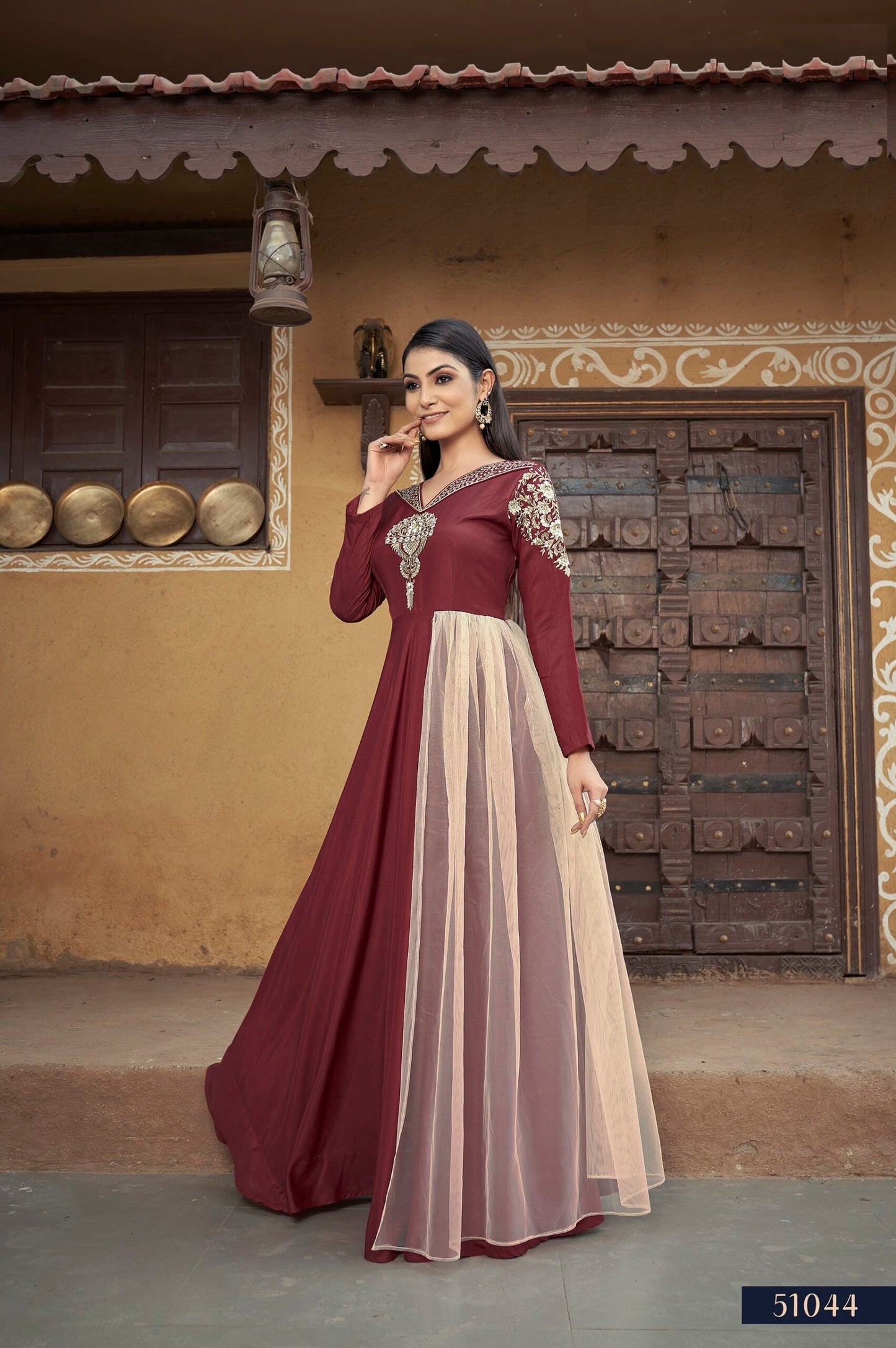 zeekha designer premium quality gown for beautiful girls and women (maroon)