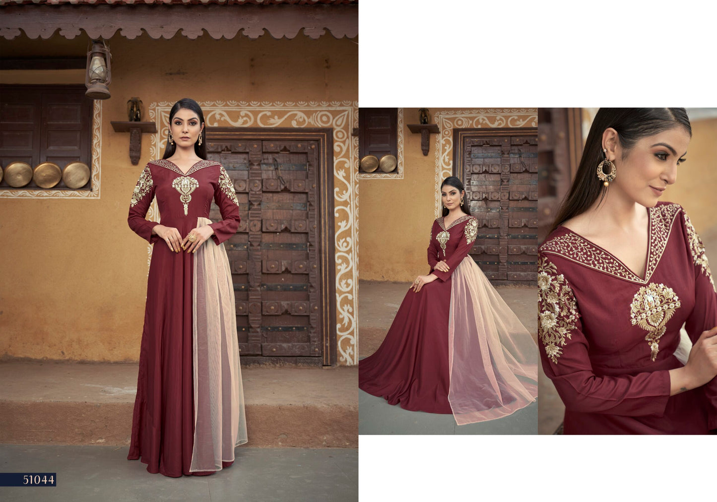 zeekha designer premium quality gown for beautiful girls and women (maroon)