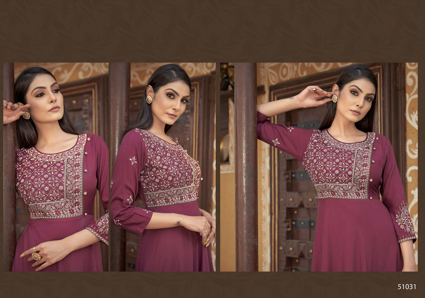 zeekha designer premium quality gown for beautiful girls and women (wine)