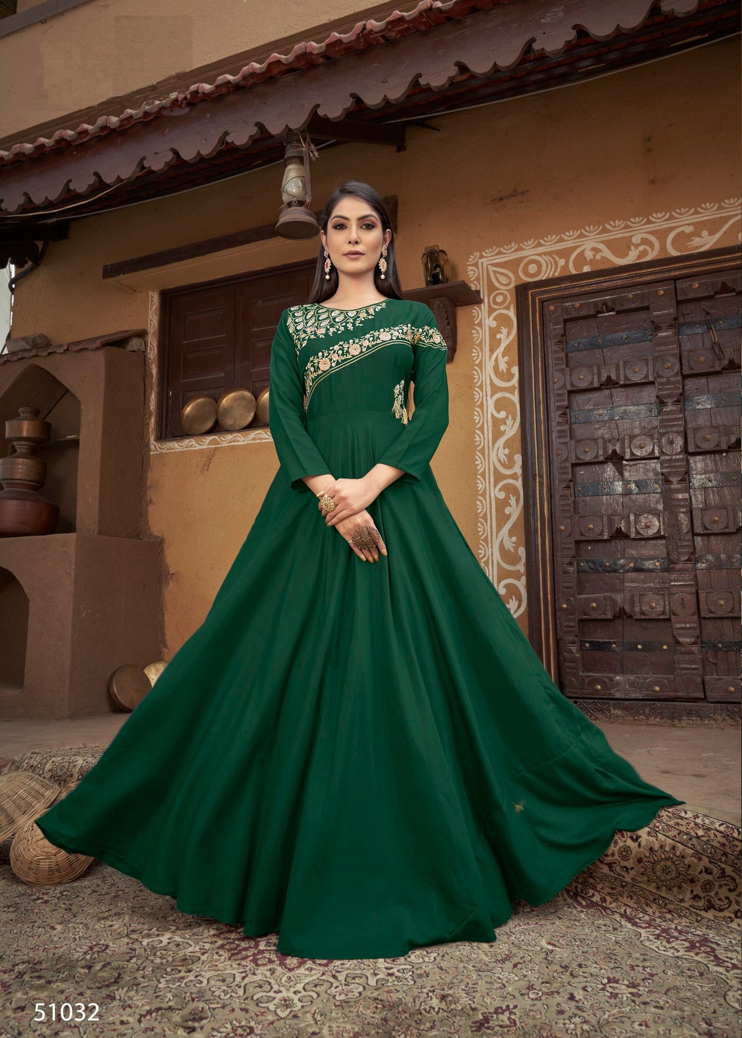 zeekha designer premium quality gown for beautiful girls and women (green)