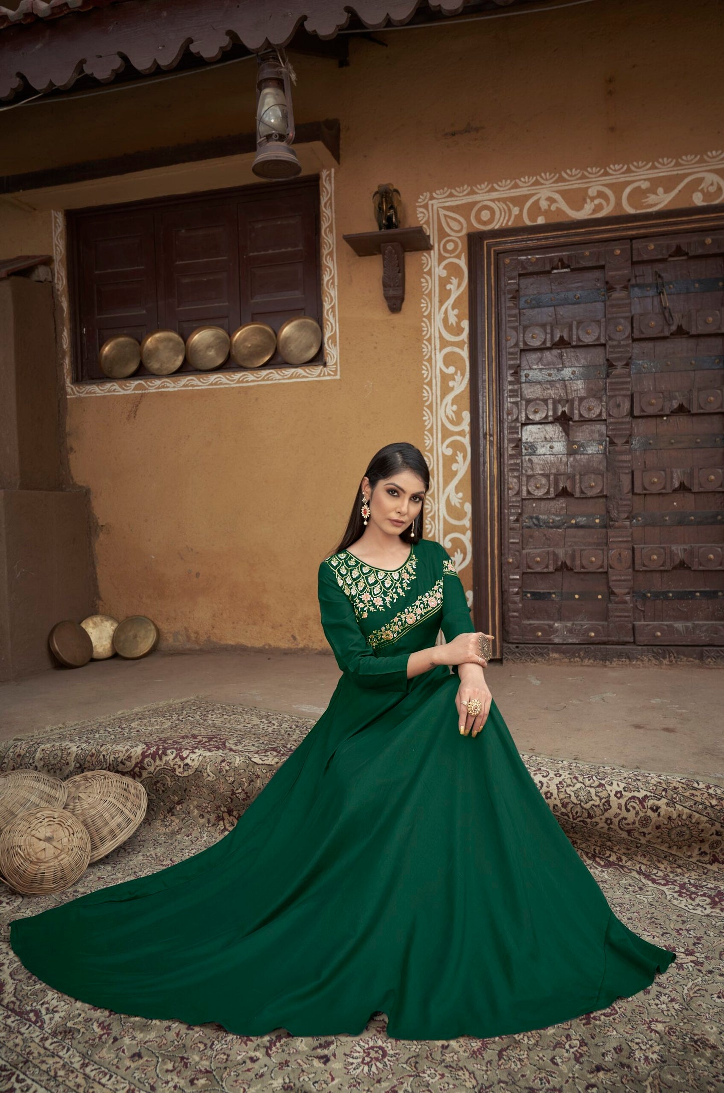 zeekha designer premium quality gown for beautiful girls and women (green)