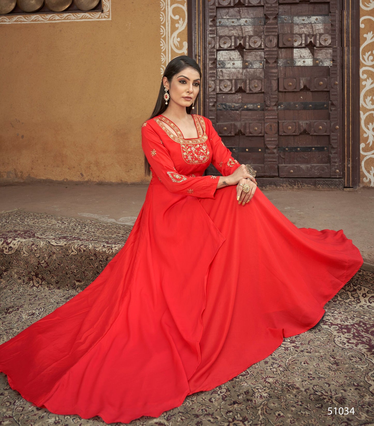 zeekha designer premium quality gown for beautiful girls and women (red)