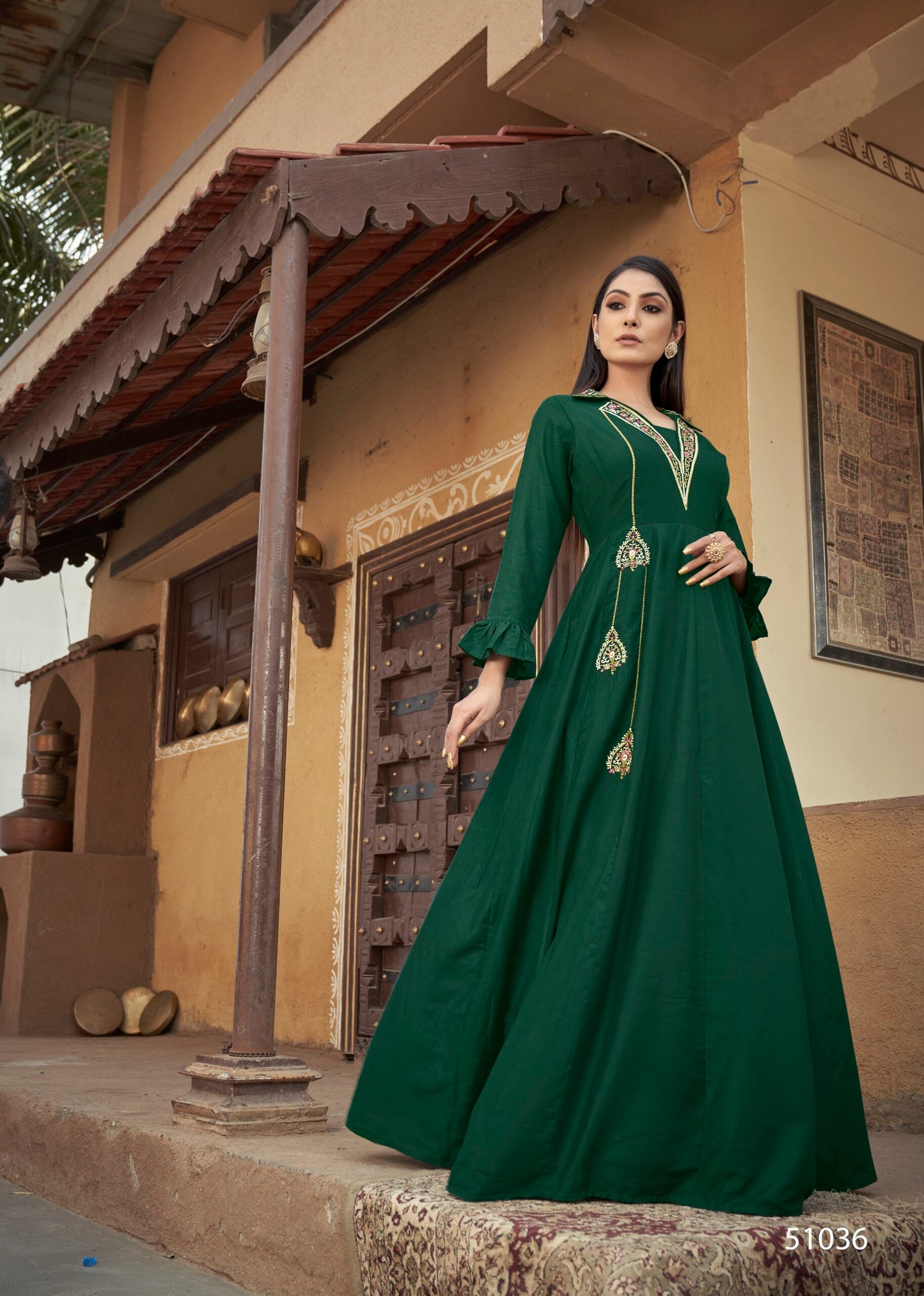 zeekha designer premium quality gown for beautiful girls and women (green)