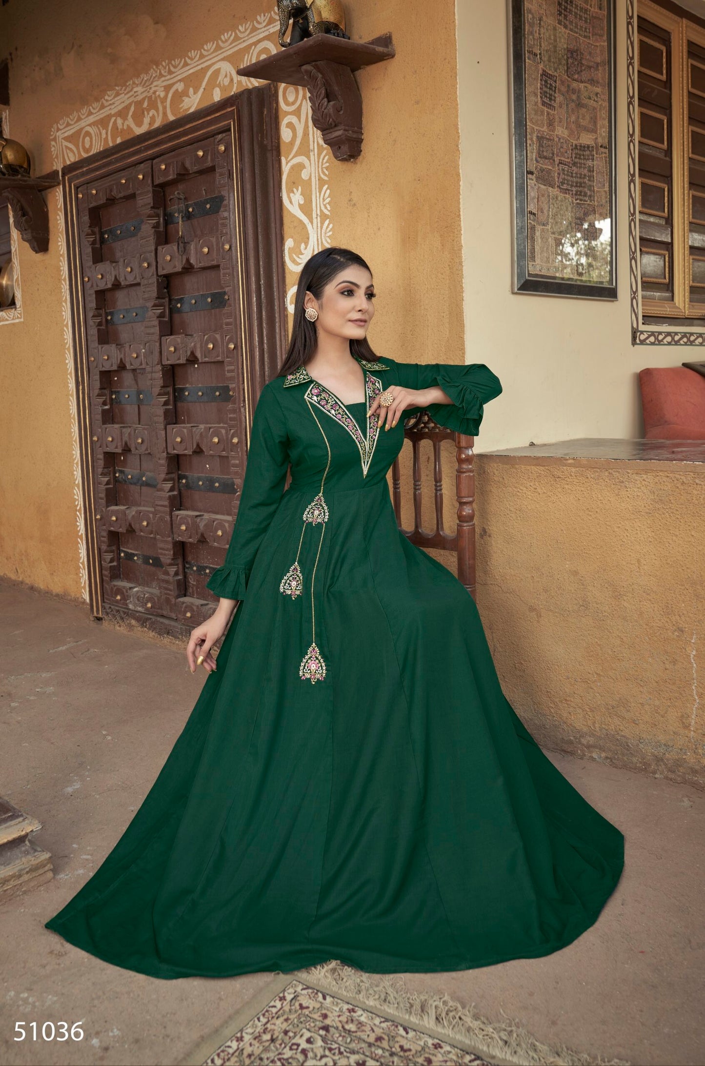 zeekha designer premium quality gown for beautiful girls and women (green)