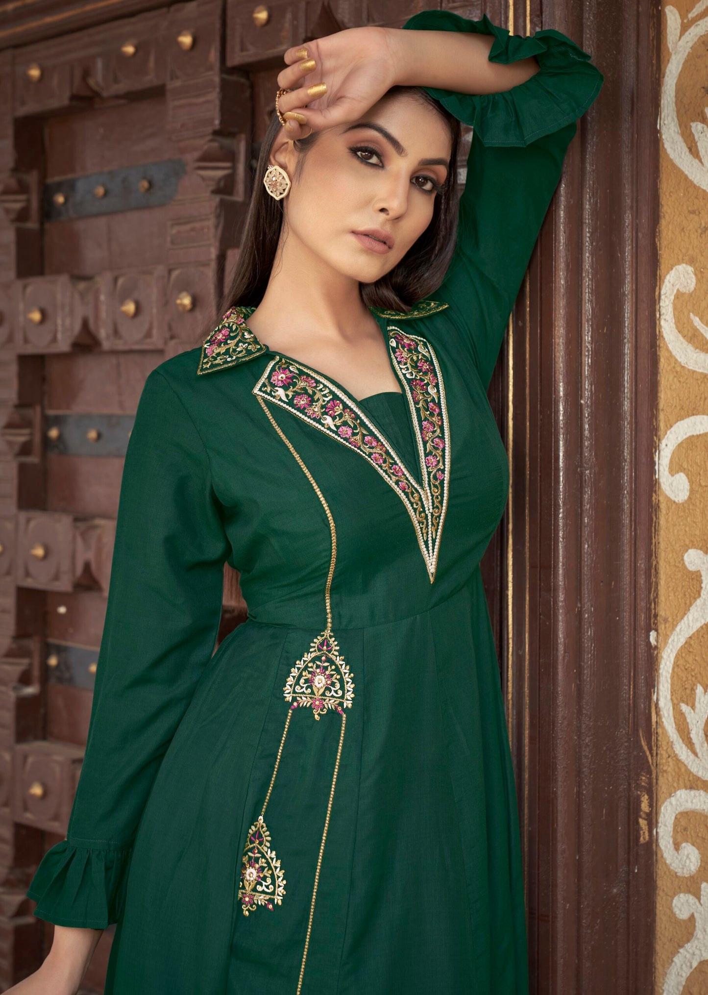 zeekha designer premium quality gown for beautiful girls and women (green)