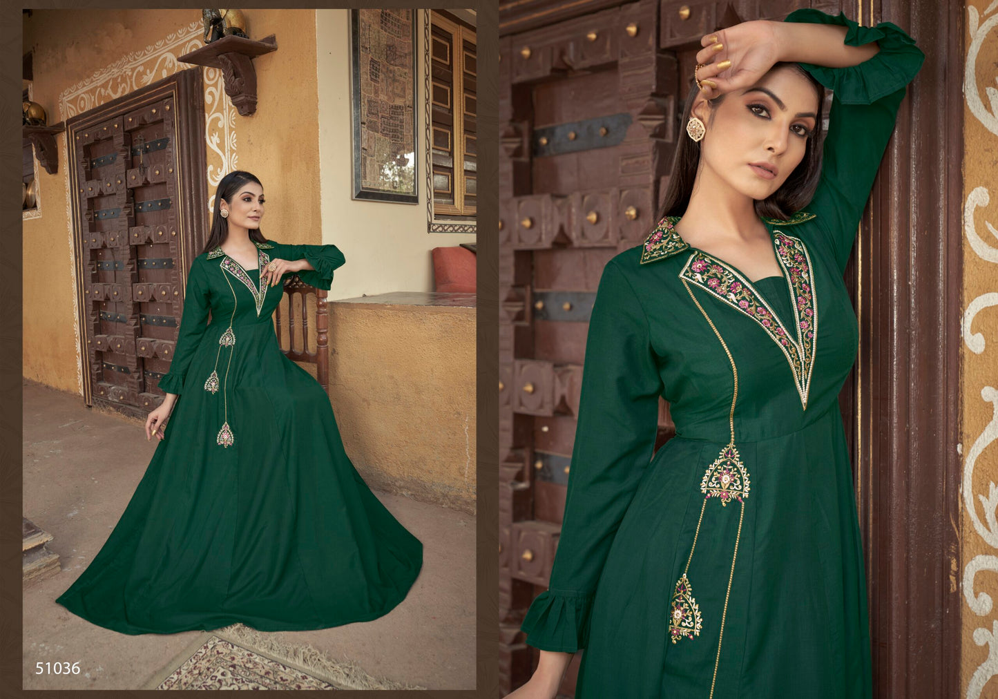 zeekha designer premium quality gown for beautiful girls and women (green)