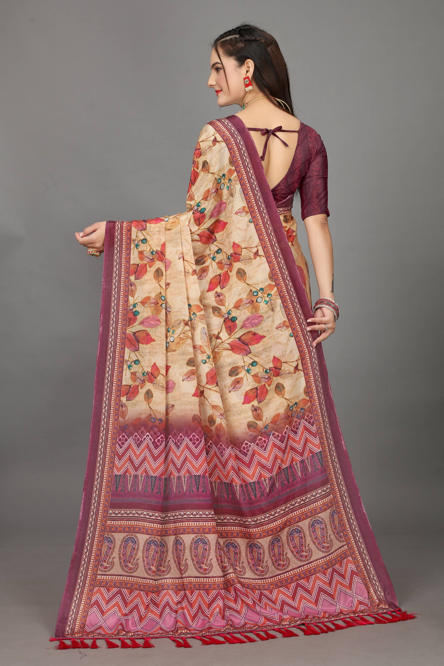 luxurious designer digital print  chiffon silk saree