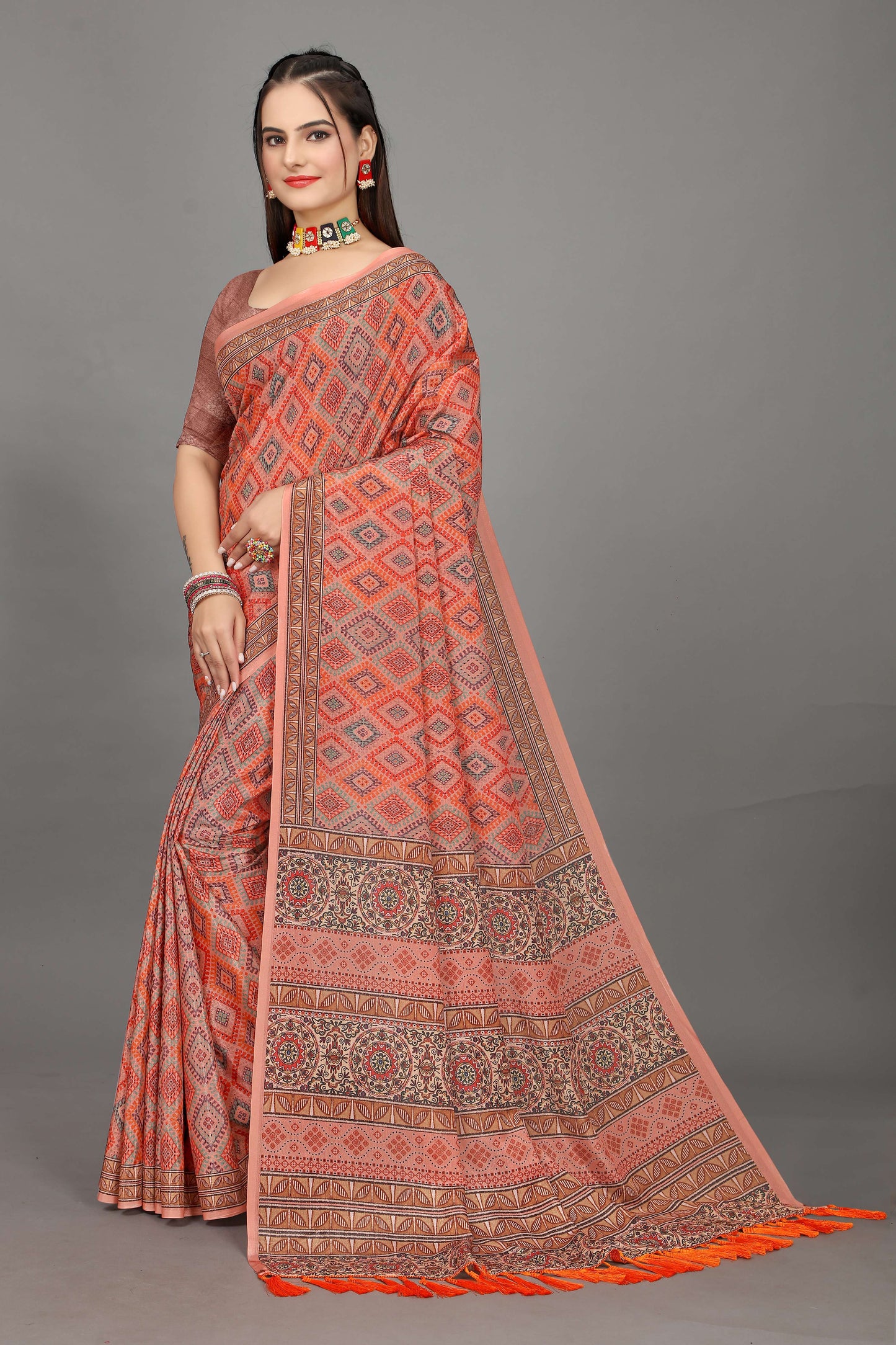 luxurious designer digital print  chiffon silk saree