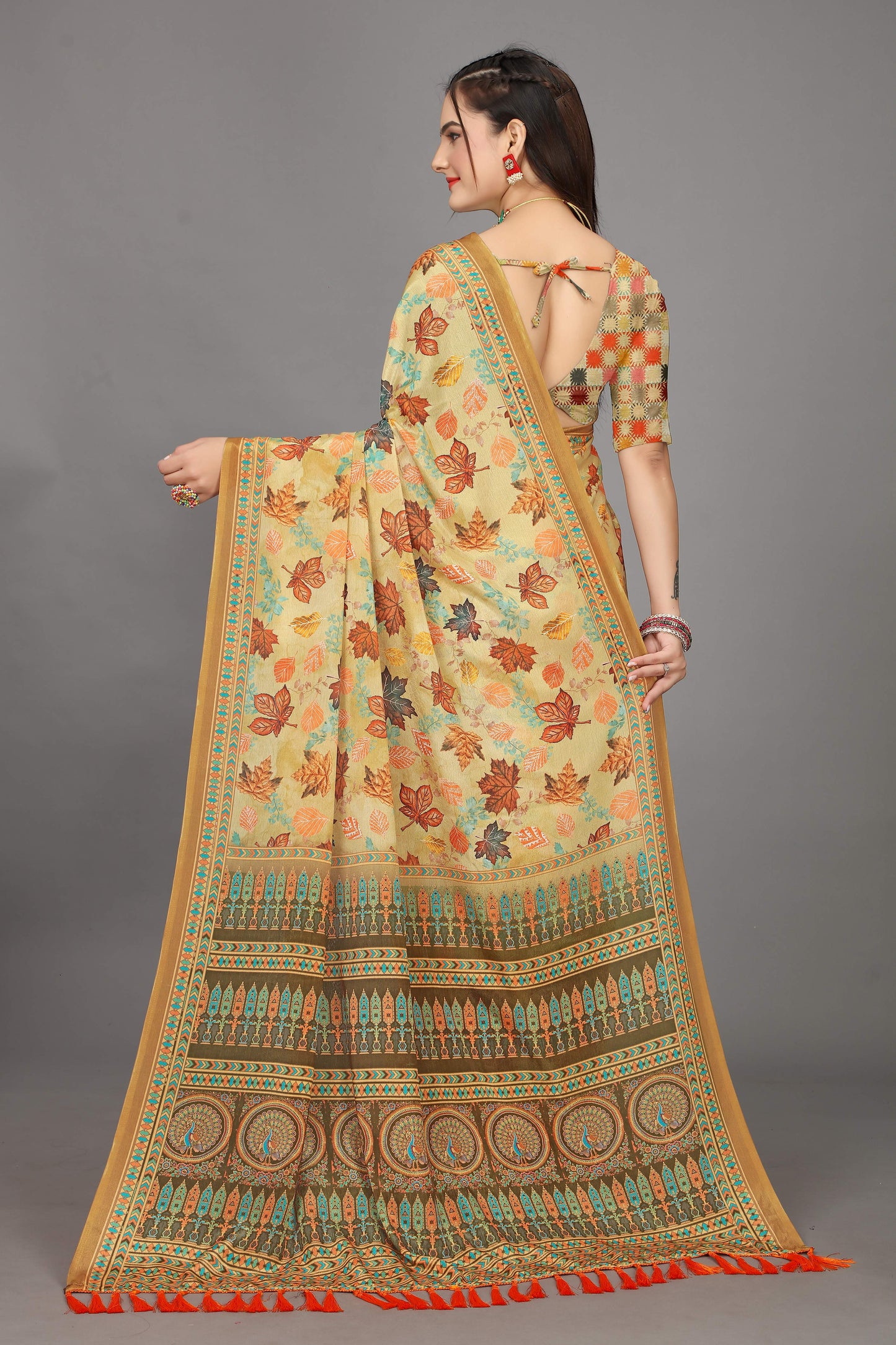 luxurious designer digital print  chiffon silk saree