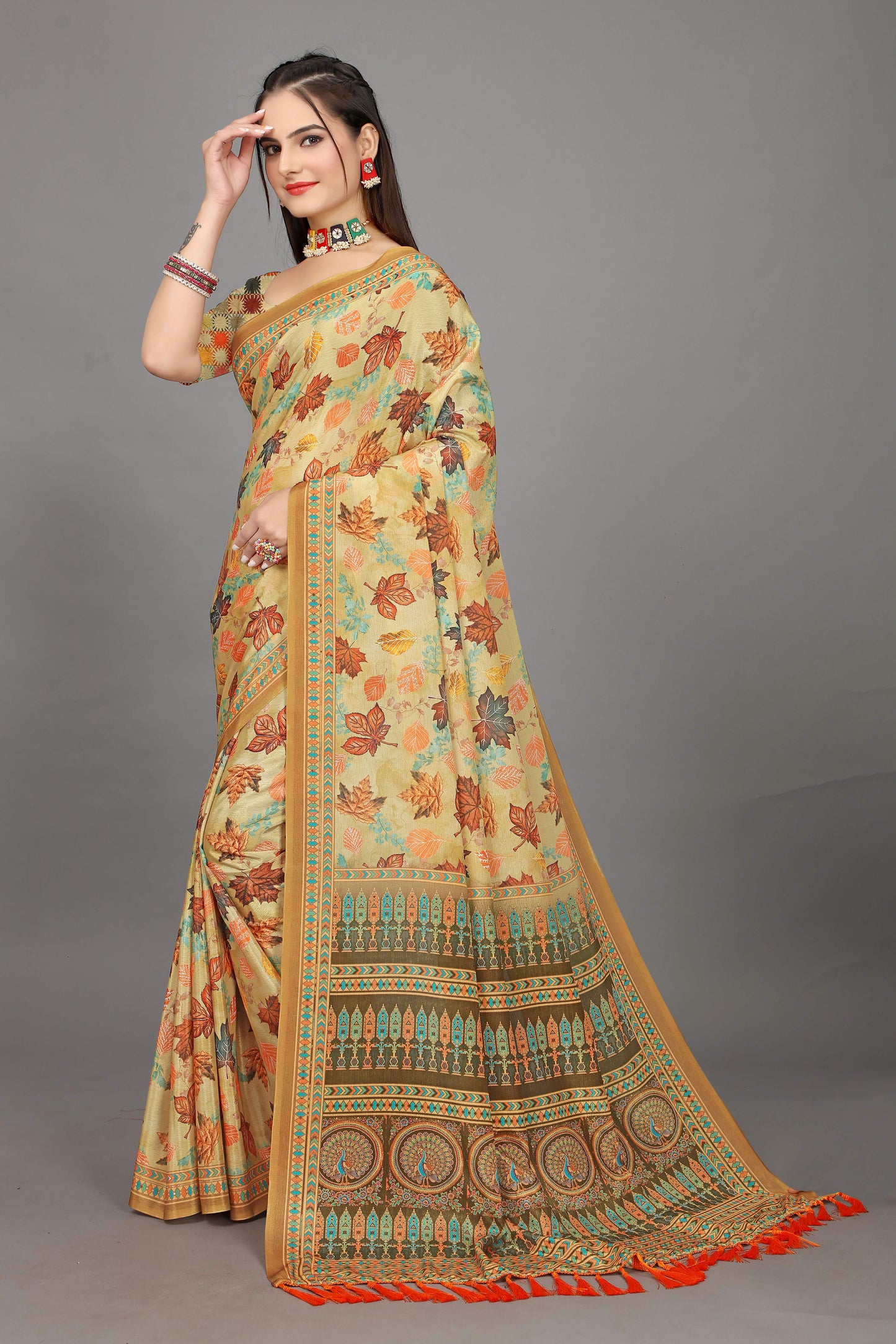 luxurious designer digital print  chiffon silk saree